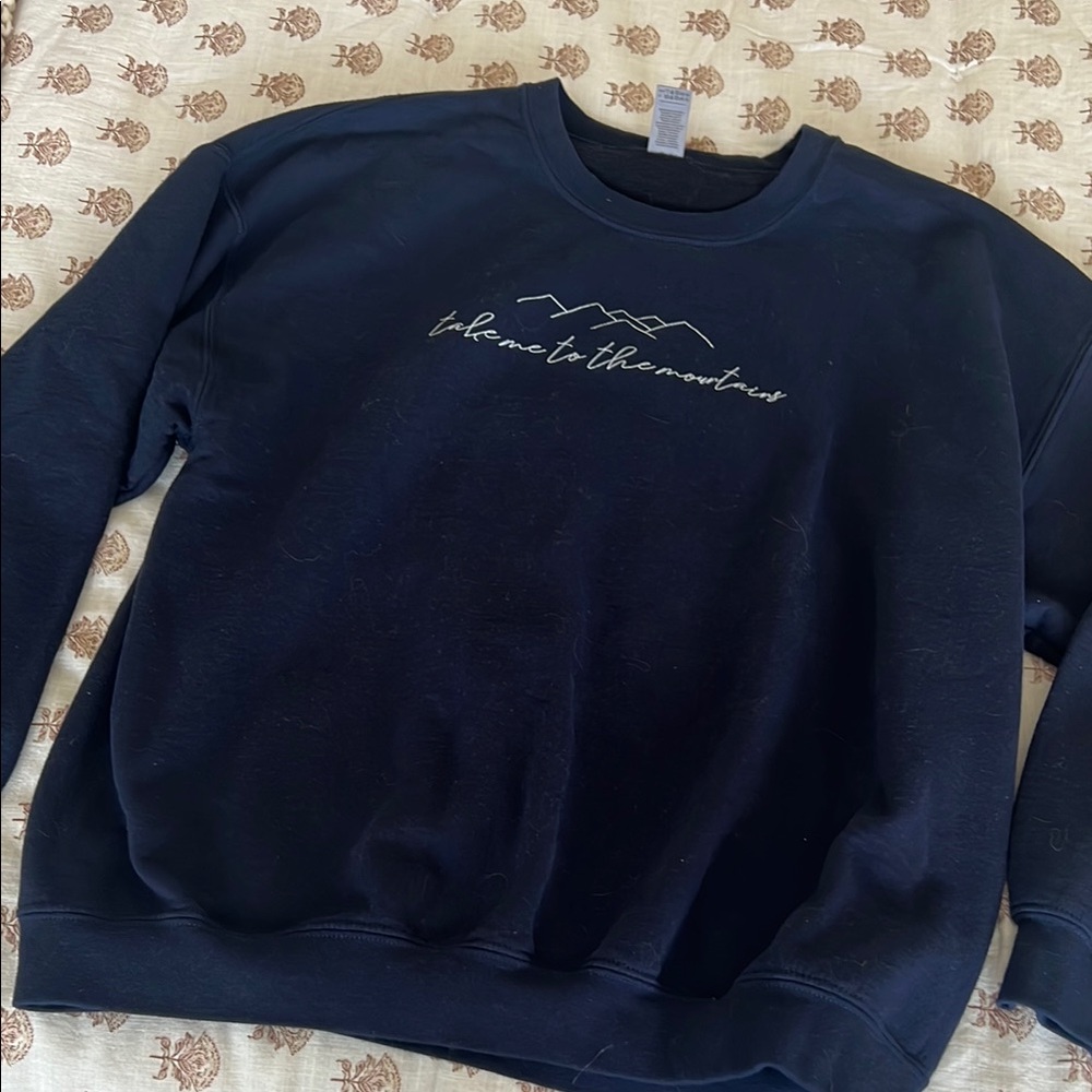 “take me to the mountains” Navy Crewneck Sweatshirt